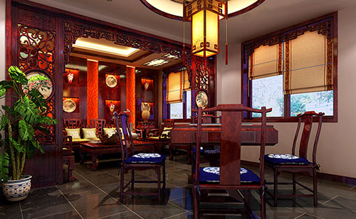 昌宁古典中式风格茶楼包间设计装修效果图